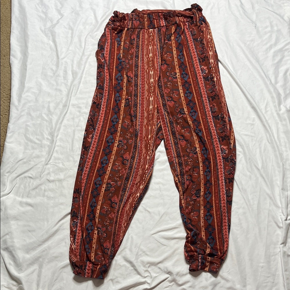 Bohemian Rust Printed Drawstring Joggers - Picture 2 of 7